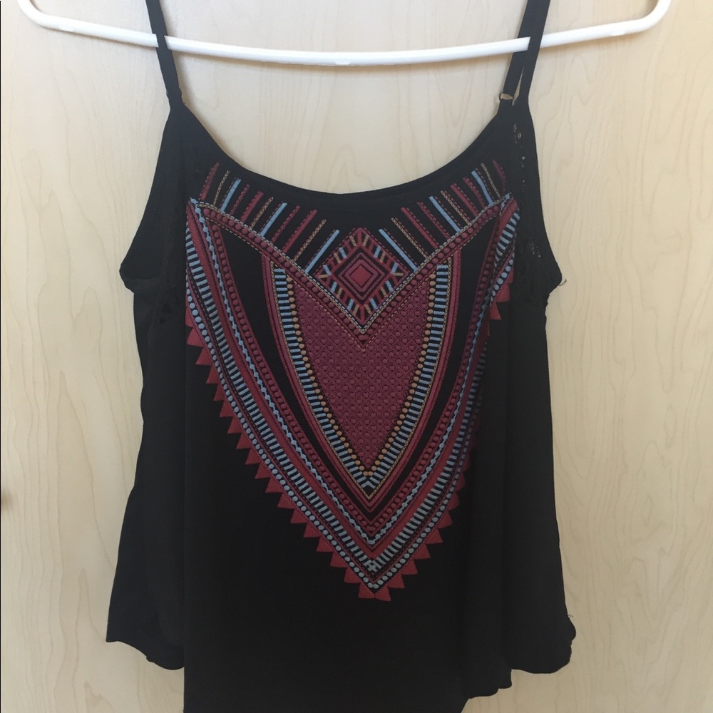 Black Patterned Tank Top